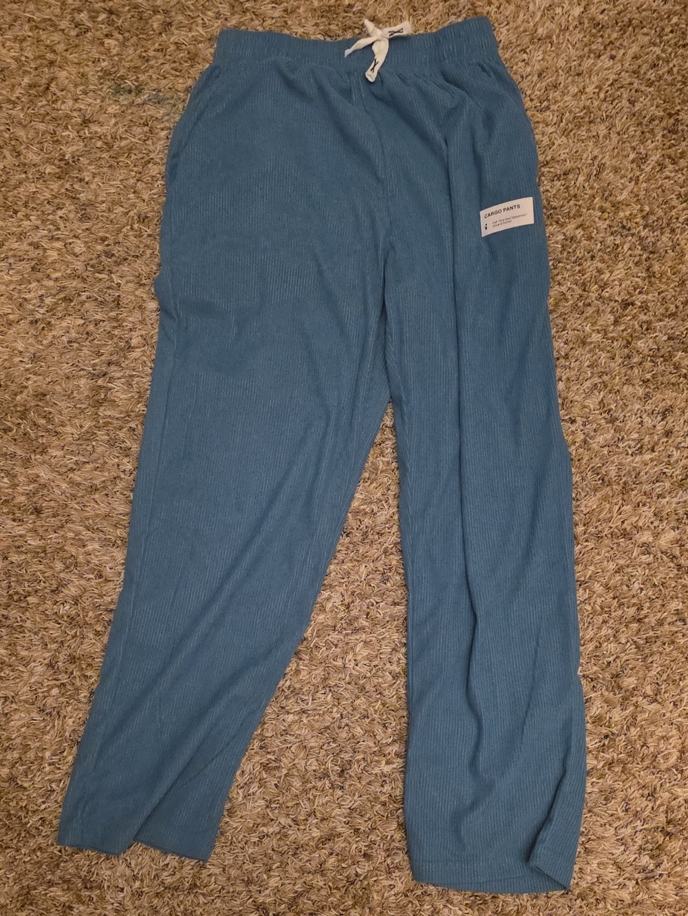 Women's Teal Ribbed Curdoroy Drawstring Pants